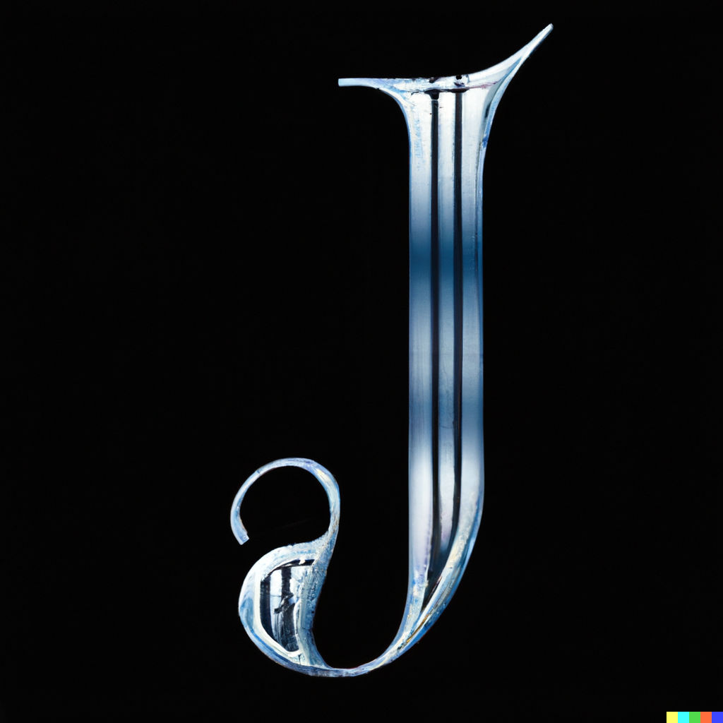 ELEGANT sophisticated typeface letter uppercase « J », TYPOGRAPHY, by MOSCOSO, gothic art psychedelic art Octane Render