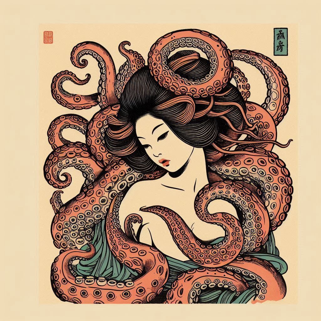 Woman being made love to by an octopus