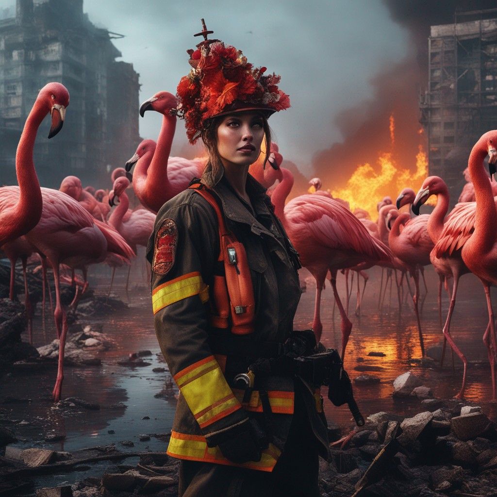Topmodel firefighters saves flamingos 
