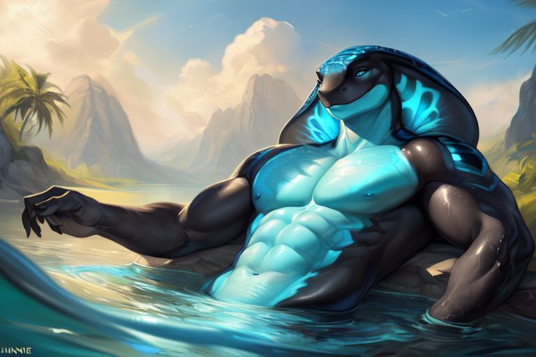 Masculine anthropomorphic cobra alluring 
