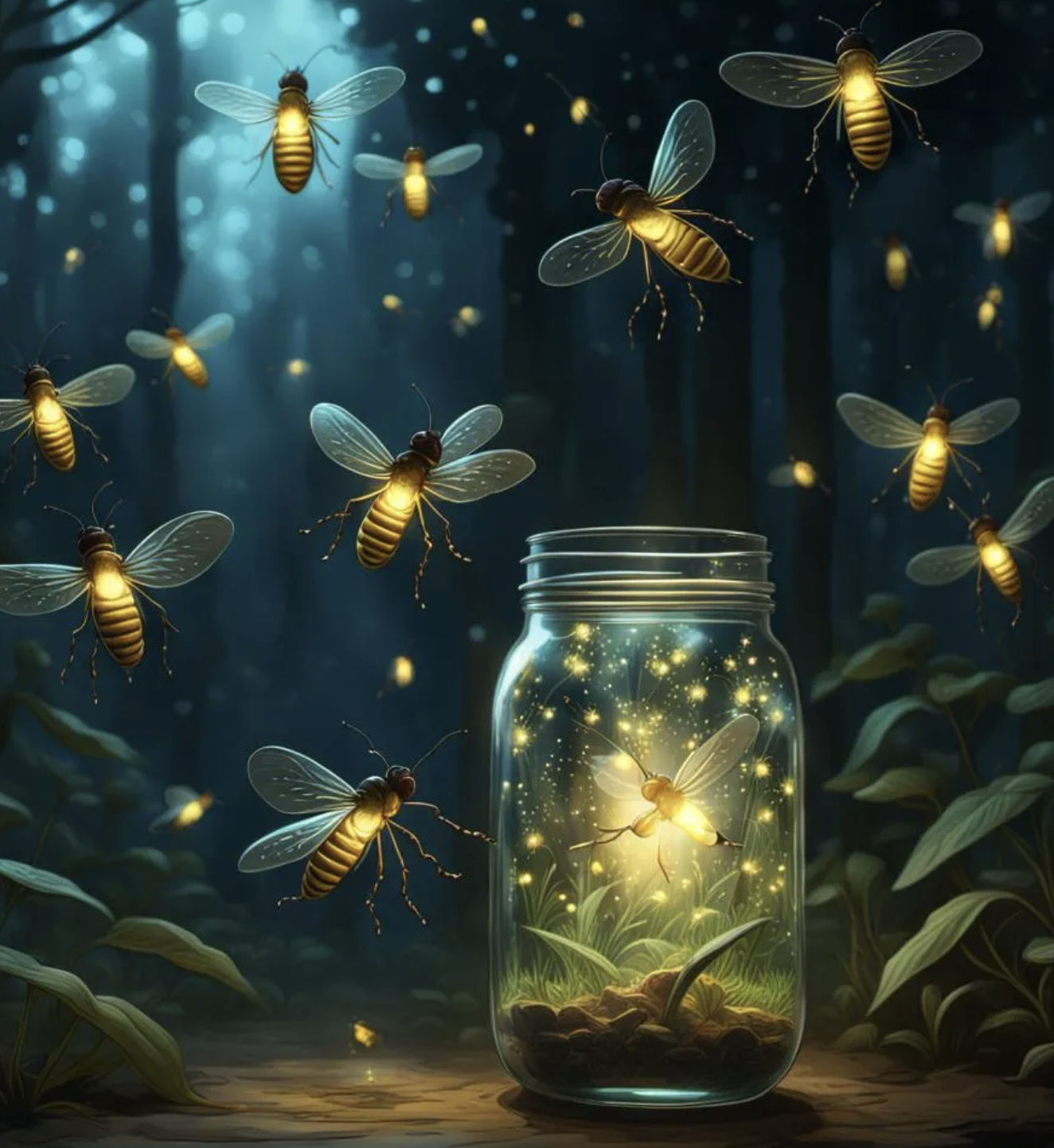 The lady and the Fireflies