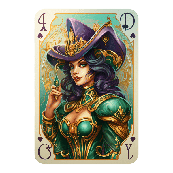 Isolated Decorated Play Card, Colors Gold, Black and Creamy settings, Clean Oil Painted Airbrush, saved as Png, 