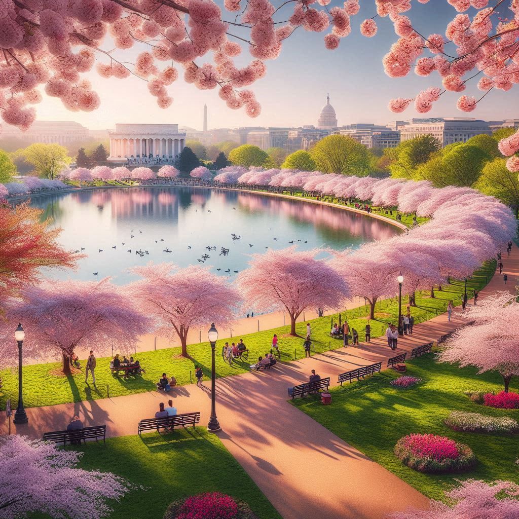 Cherry blossoms bloom