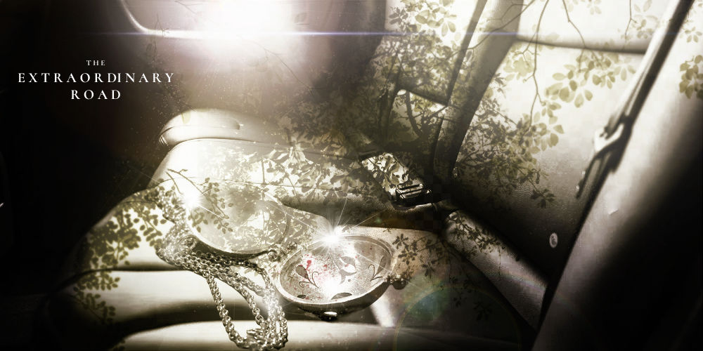 hiper realistic  detailed pendant on the seat of a car, the shadow of the tree branches blends with the light that fills the vehicle's windo...