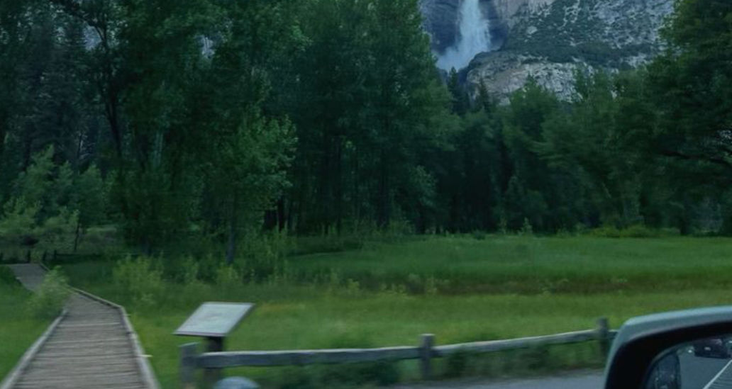 hyper realistic point of view form a car amidle camp and forest