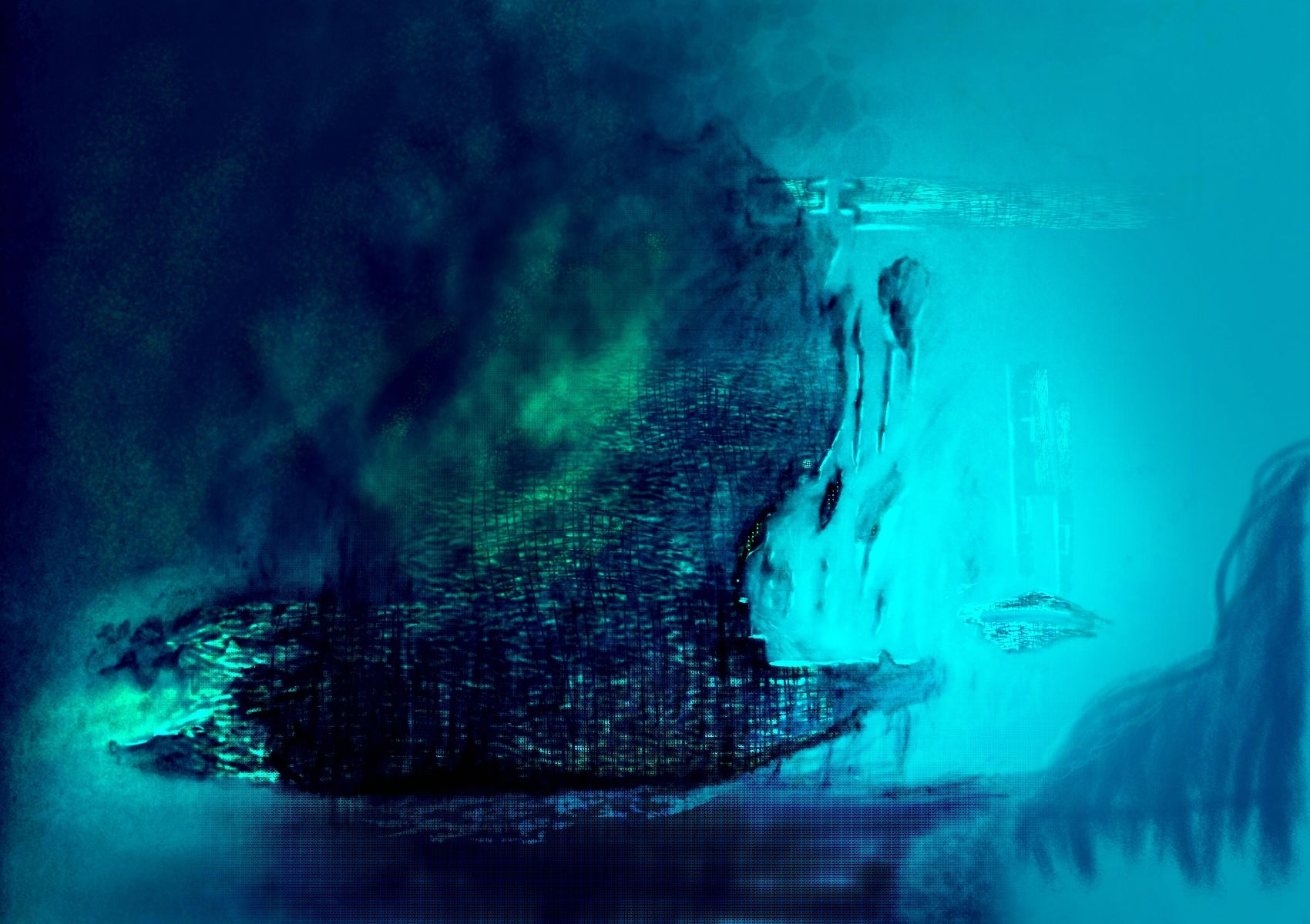 Recreate this scifi city keep all shape composition and proportion but make scifi concept art  with depth and add addational elements