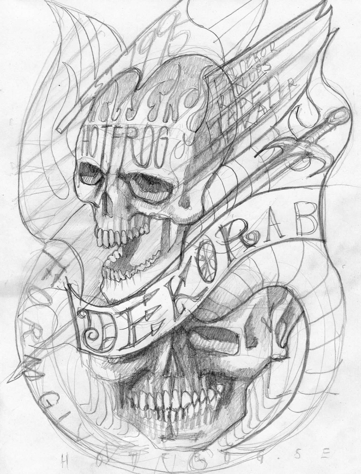 flying decor skulls with banners