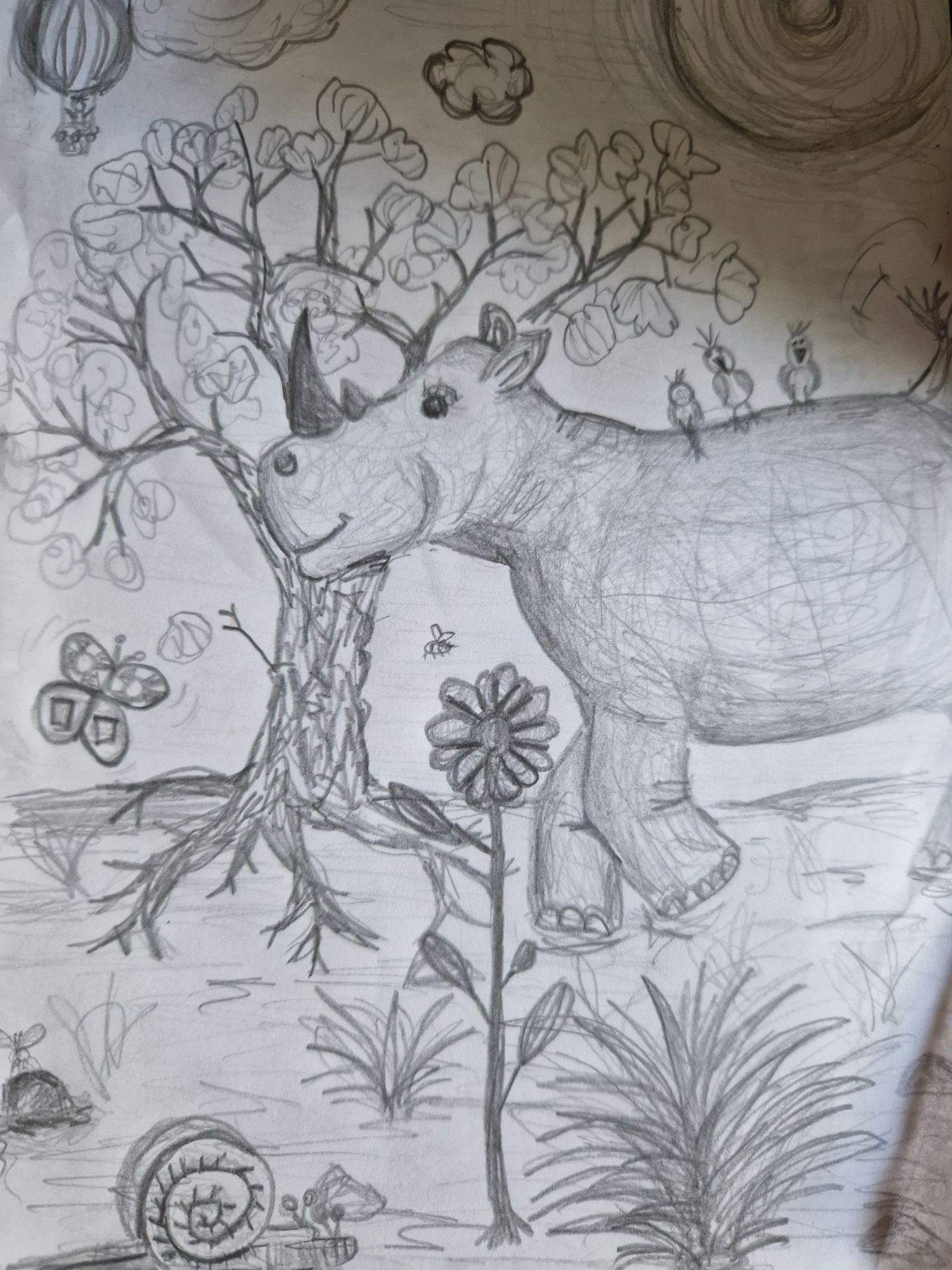 A rhino taking a walk