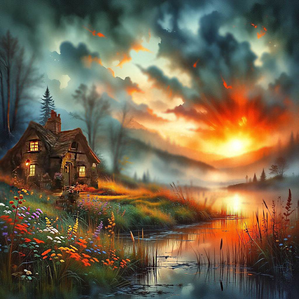  misty wooden cabin beside a lake