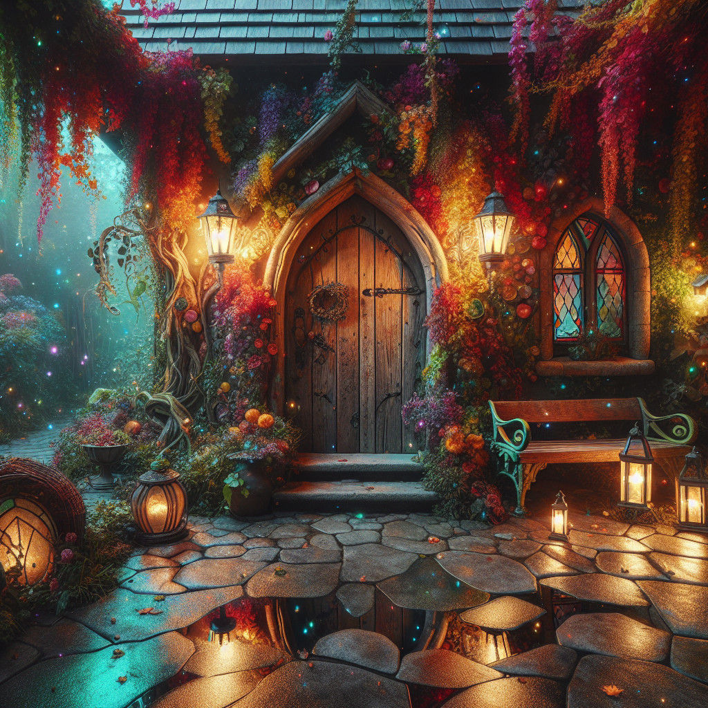 Colorful rustic house entrance 