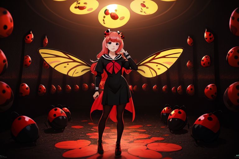 Female Demon, attractive, long blonde hair, eyes of fire, pale skin, red wings on fire, fangs, claws, horns, golden leather armor