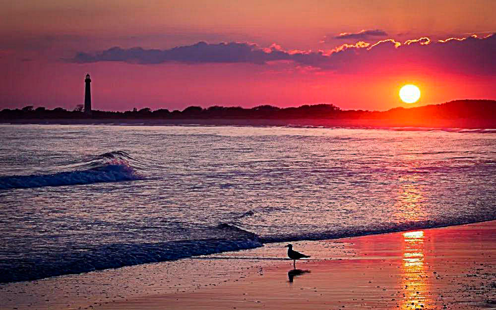 crimson sunset over the sea bay