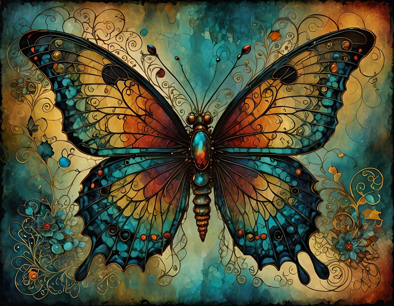 Butterfly intricately detailed Eldritch James Gurney complementary colors color corrected concept art