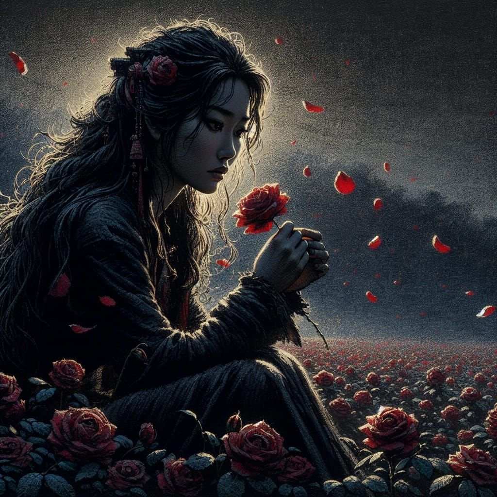 Amazing cute girl fairy Tim Burton Pablo Picasso  intricately detailed deep color color gradient