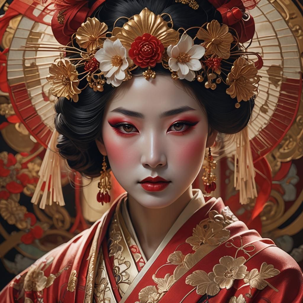 sculpture from plants and flowers girl