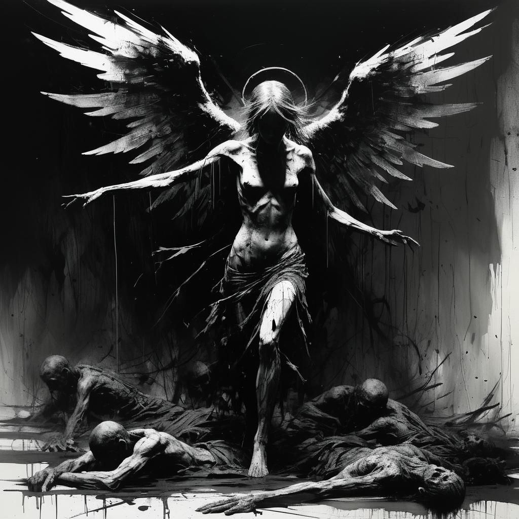 Skeleton girl angel Gerald Brom underground comix stagecoach