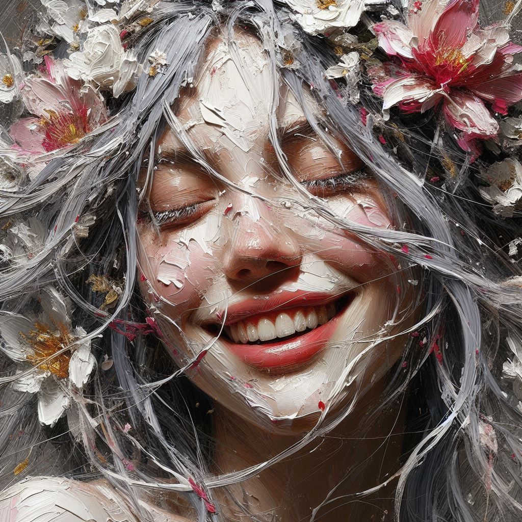 wood and granite sculpture Tim Burton contrasting colors concept art girl face smile
