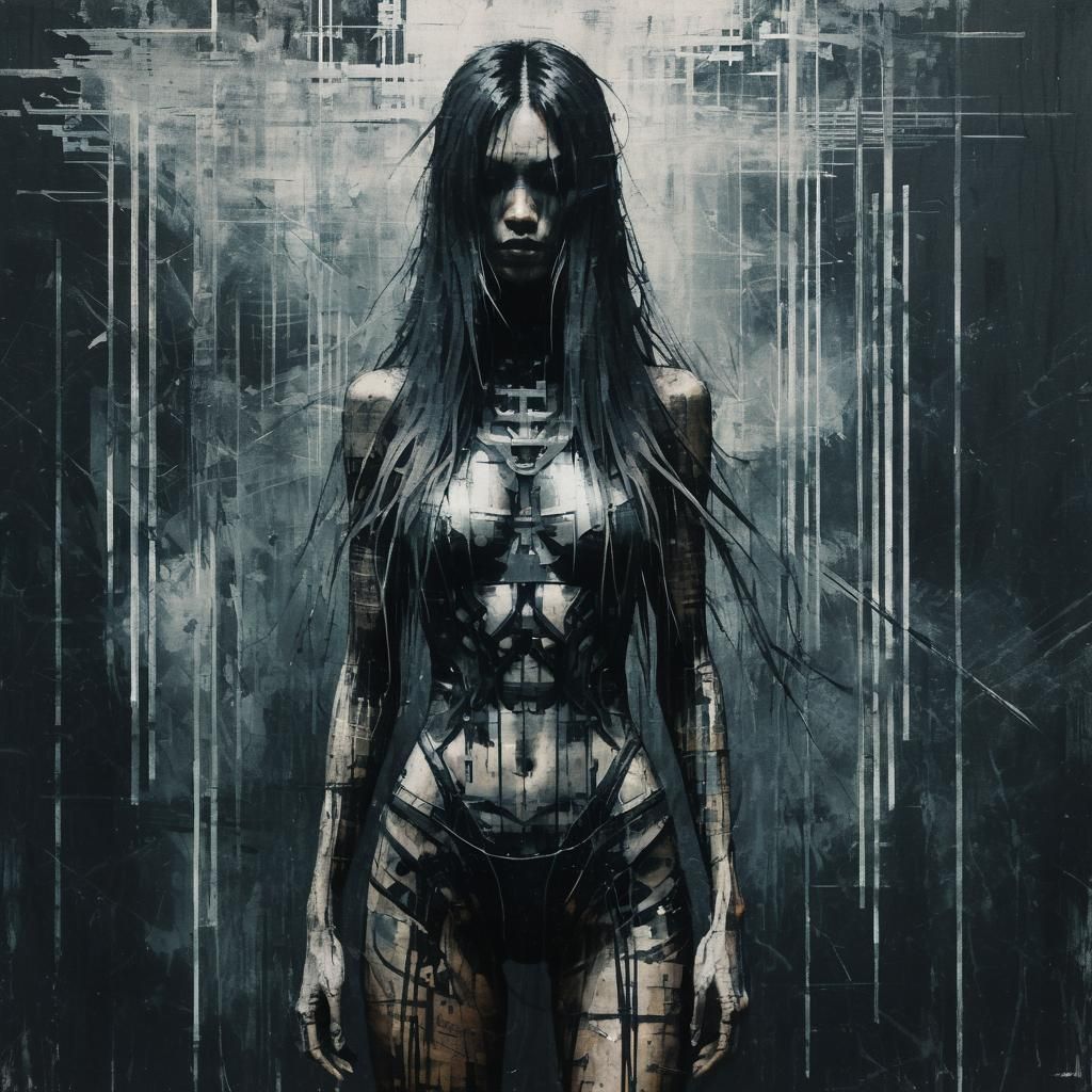 Adorable smile Gothic girl Tim Burton Kandinsky Gustav Klimt deep color cool colors hyperdetailed Eldritch bokeh