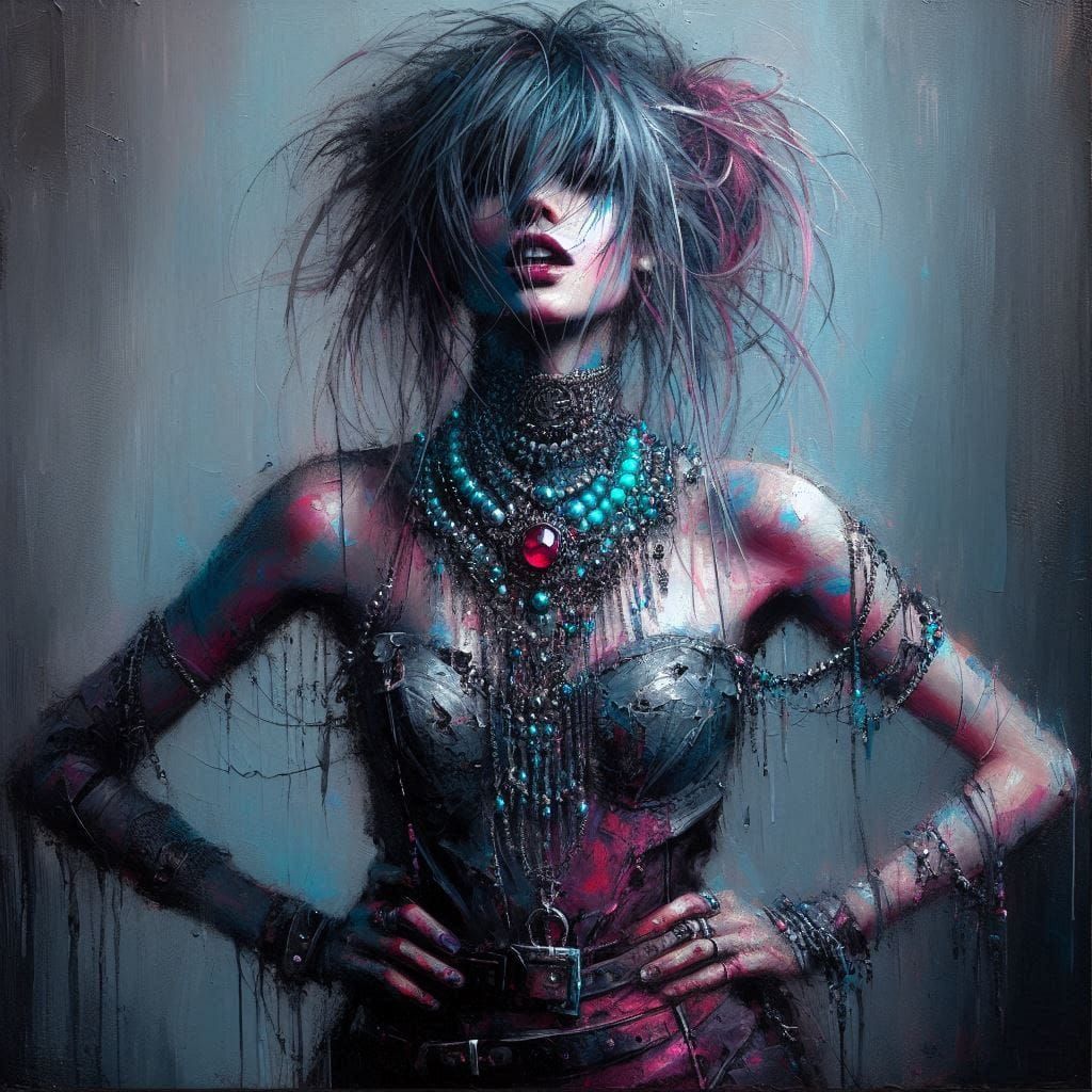 Beauty korean girl tatoo color gradient mixed media