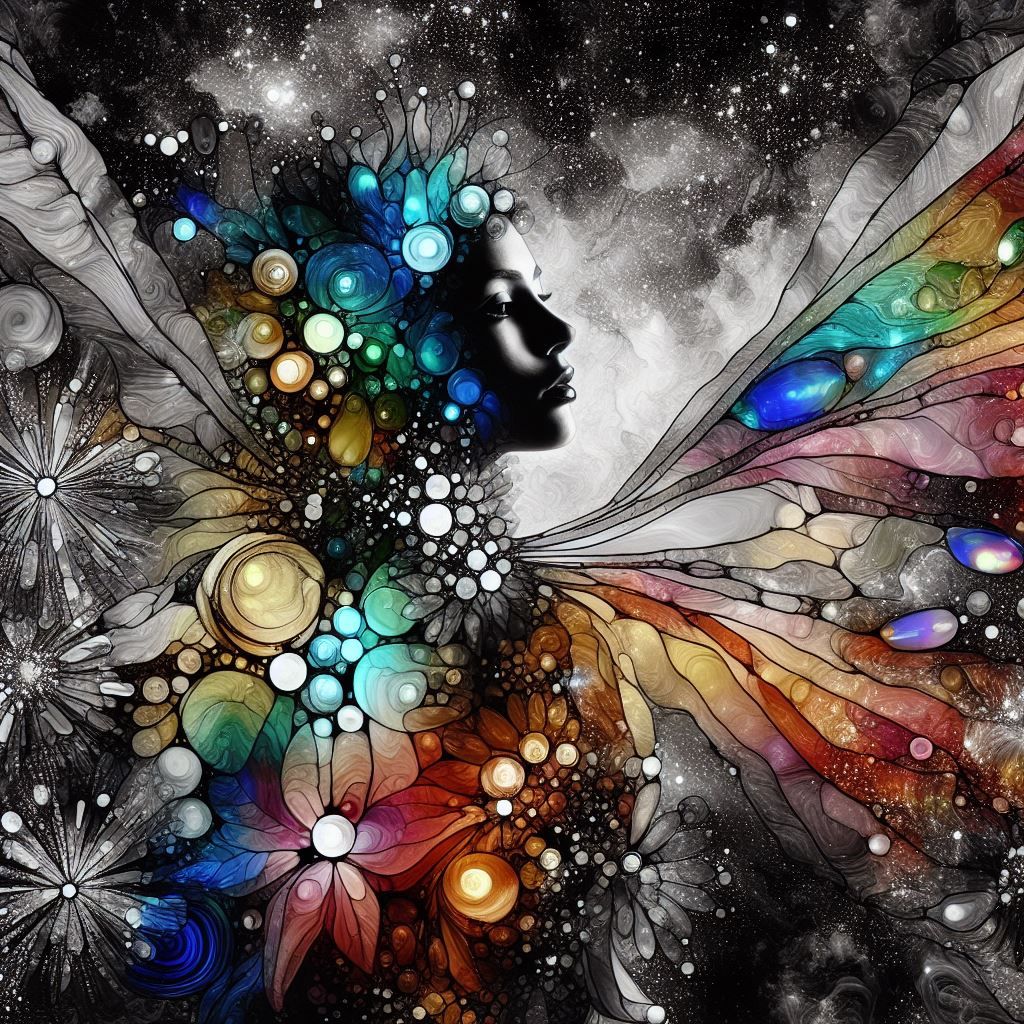 <lora:TriXy Artz:1.0> Oil painting in red black and white  haunting, exploration of identity