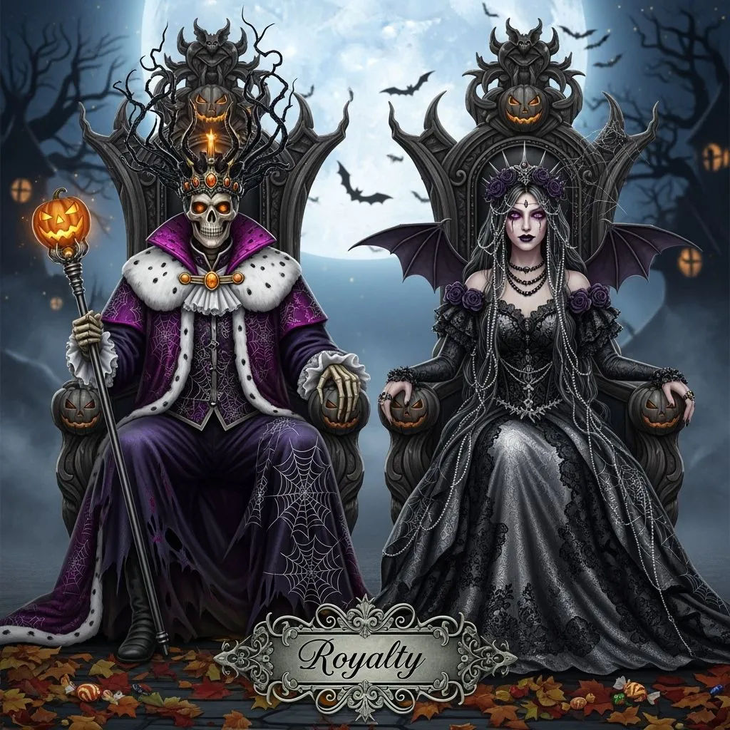 The King and Queen of Halloween,  Welcoming their Subjects. #Fancy Bottom Caption: "Royalty"