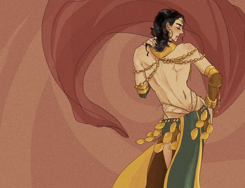 Alluring, Slim, Toned, Broad Shouldered, Athletic, Agile, Feminine, Androgynous, Beautifully Handsome, Ancient Egyptian Wild Male Dancer bod...