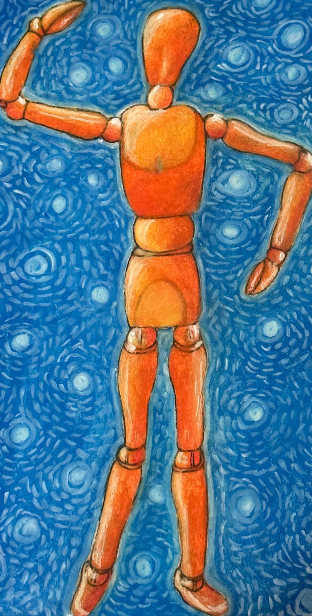 This image should be standing in a field of pumpkins (sunflowers) with a van Gogh starry starry night sky