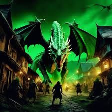  green dragon breathing fire 