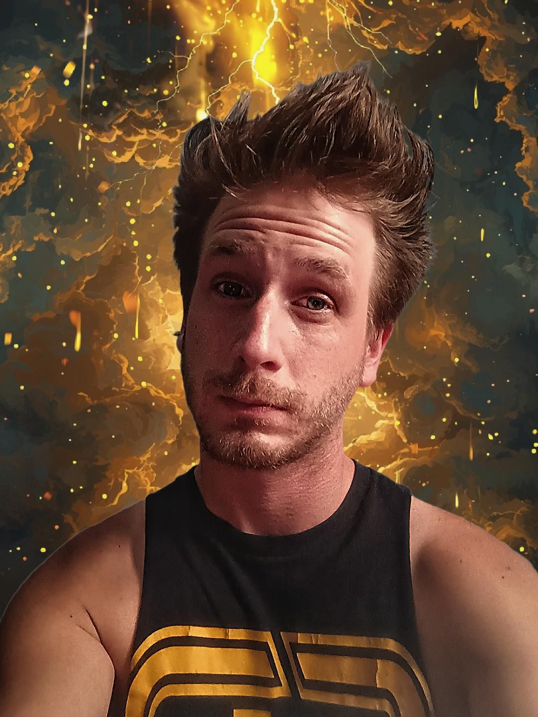 A highly detailed, lifelike 3D evolution of a Dragon Ball Z-style anime character based on [input image], mid-transformation into Super Saiy...