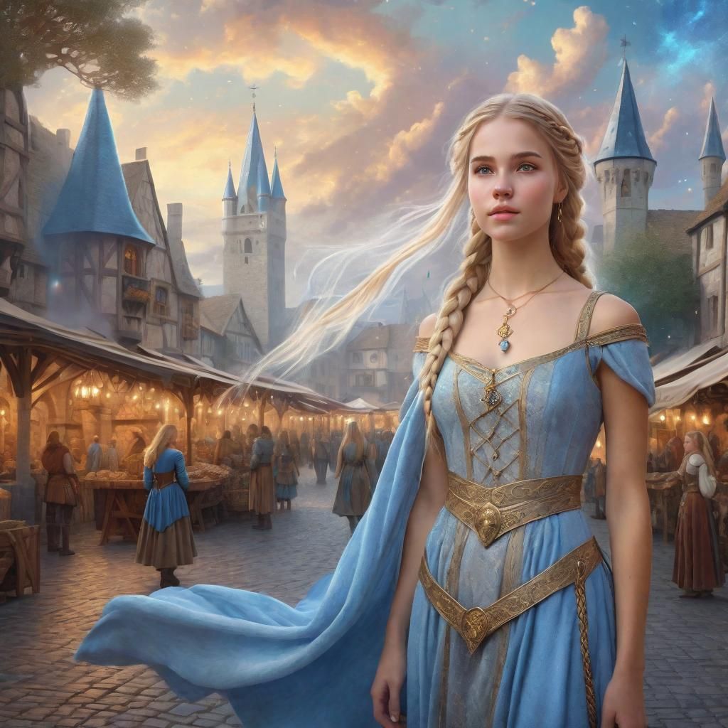 Young Beautiful Women in the forest by a pond 