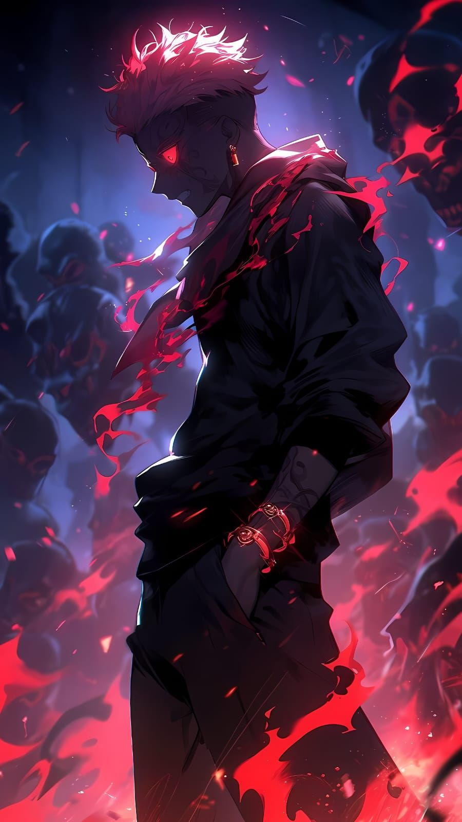 make a photo of 2 scary guys by the photos, make an evolve versions of each one with their back to each other looking away from each other