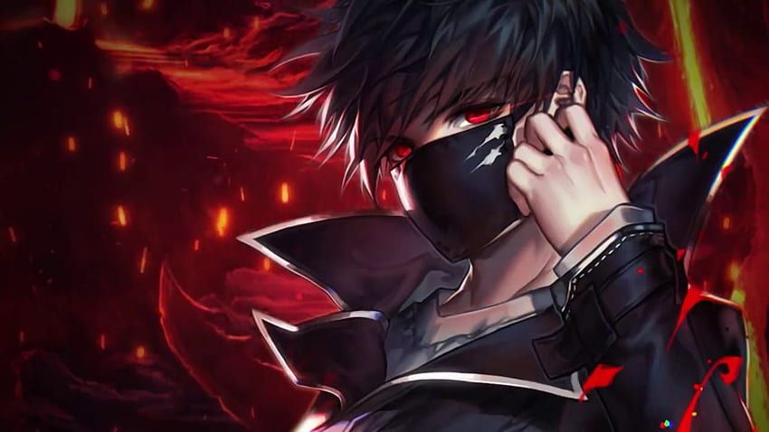 Animated dark fantasy portrait. Medium shot. A face with Mashup of Marshal Bruce Mathers and Venom features, half revealed under the other....