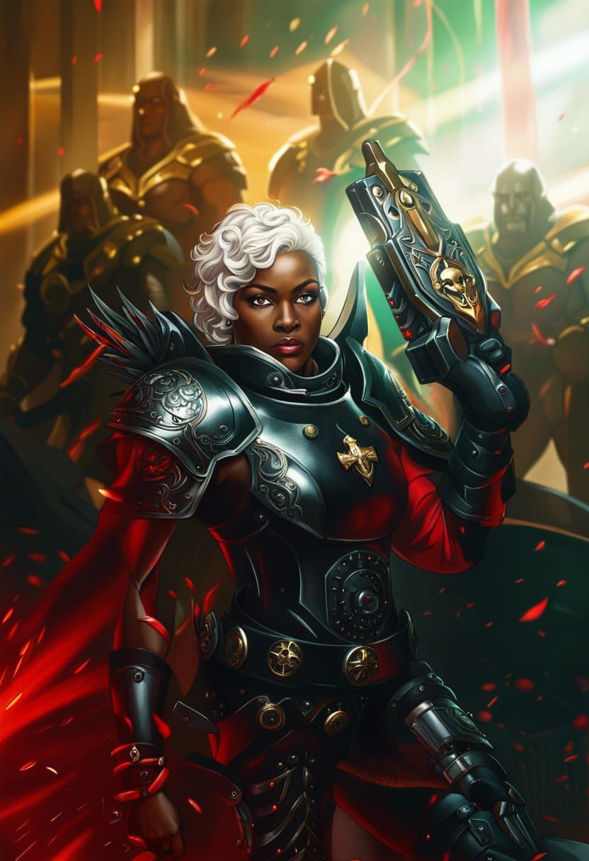 beautiful woman, Jennifer Aniston, tanned skin, wearing a knight's helmet adorned with an Aztec headdress of emerald and crimson feathers, w...