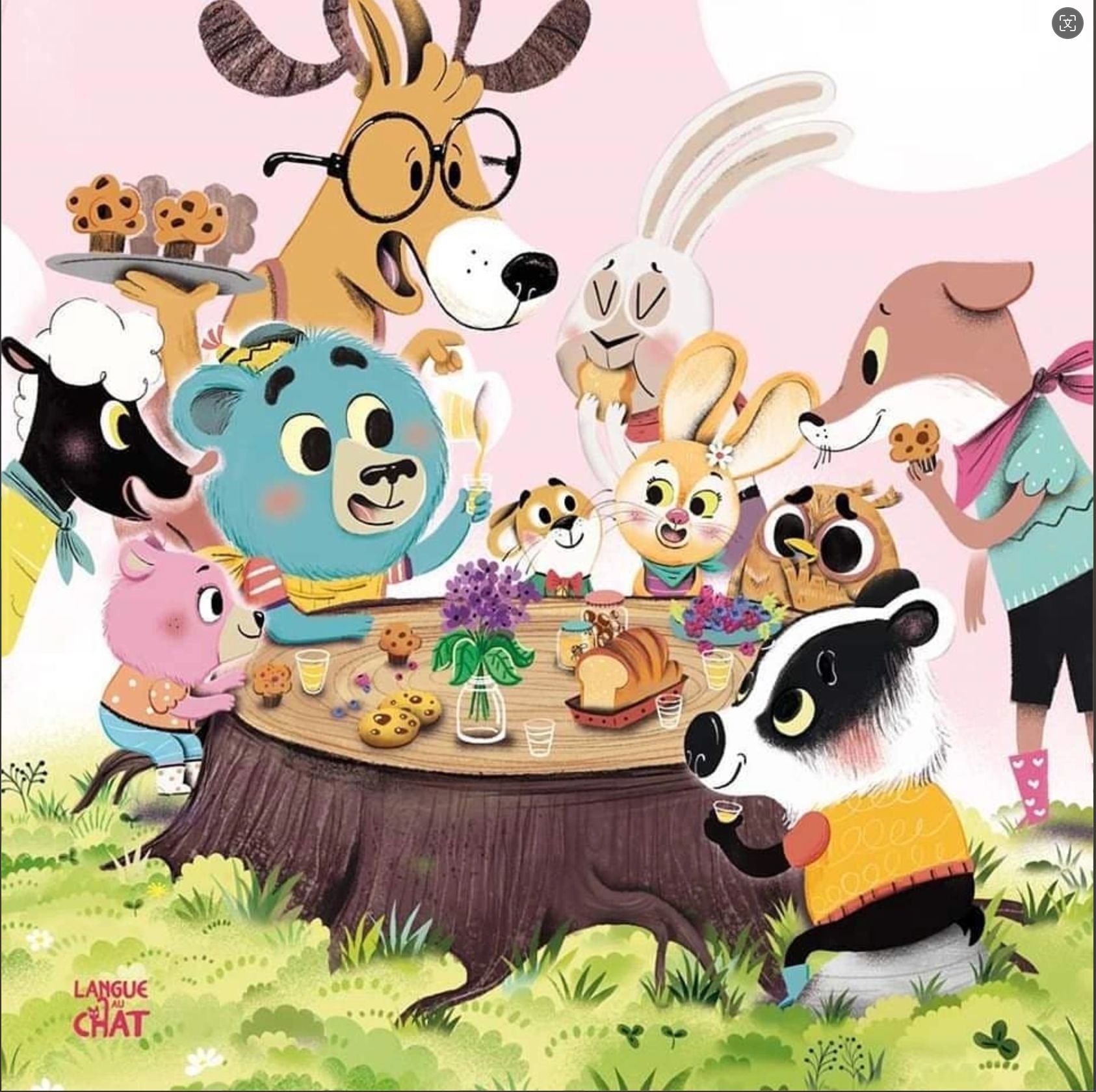 In the forest at night, Some small animals use various musical instruments, host concerts, Colorful lights, welcoming atmosphere