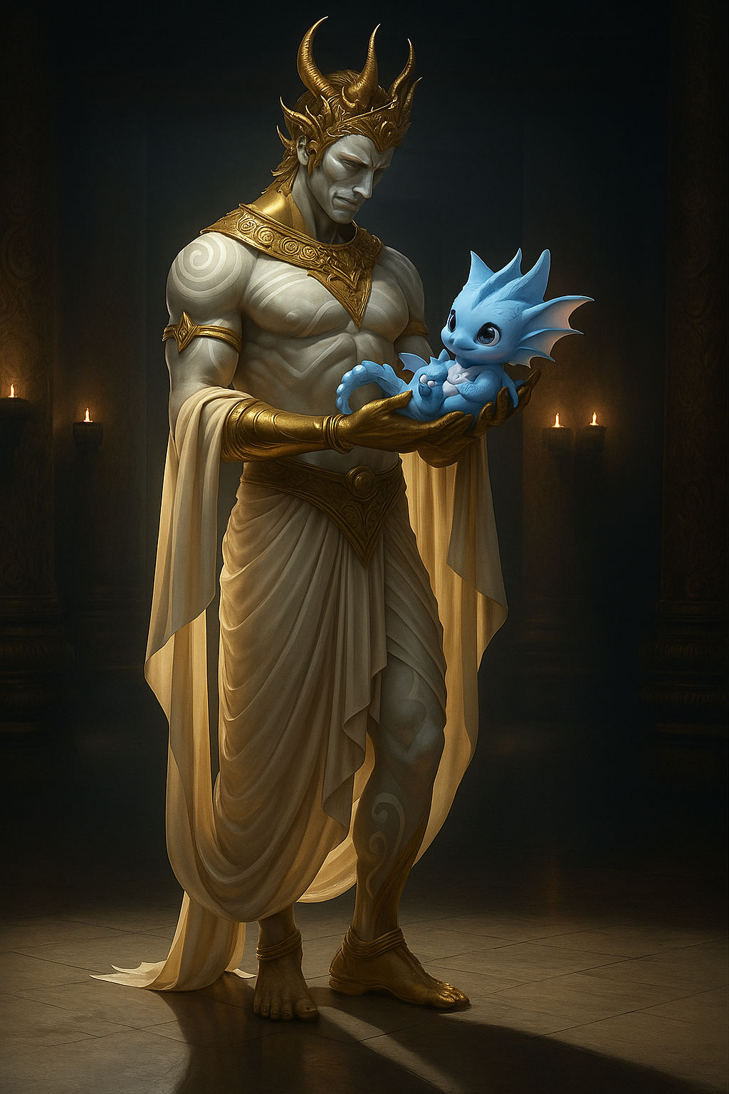 he smiles and gently kisses the alien in his arms