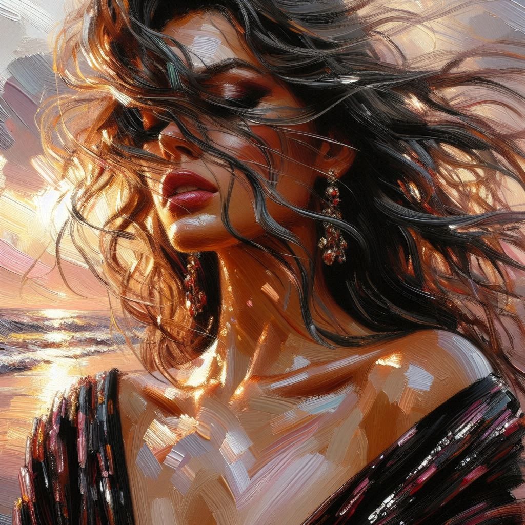 The Red dress oil paint 