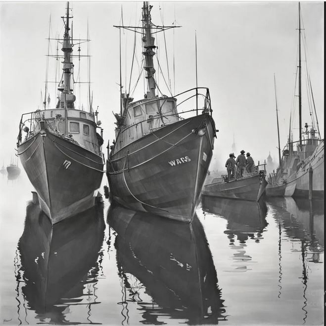 2 boats ready for warfare,  steampunk