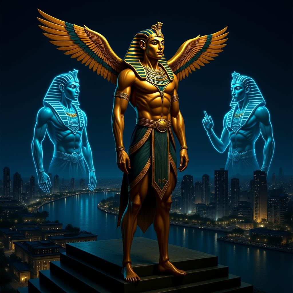 Egyptian God is flying