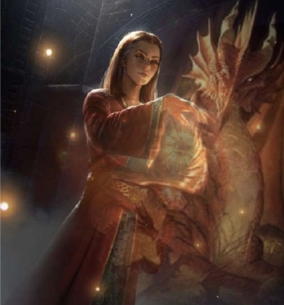 Scharess, known by many titles such as The Mistress of the Flame, the Lady of Fate, and The Great Red Dragon, is a deity shrouded in paradox...