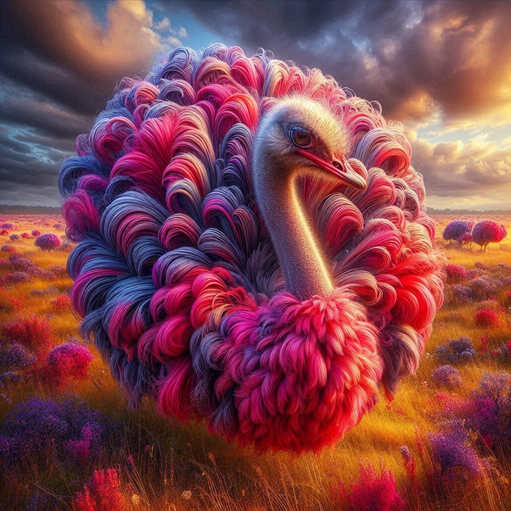 purple ostrich hen