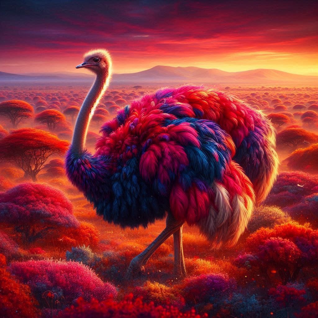  fluffy and colorful ostrich 