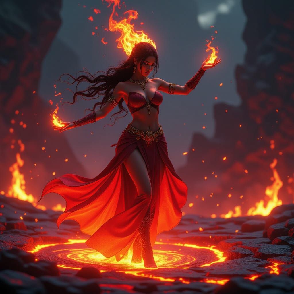 the fire being dances gracefully