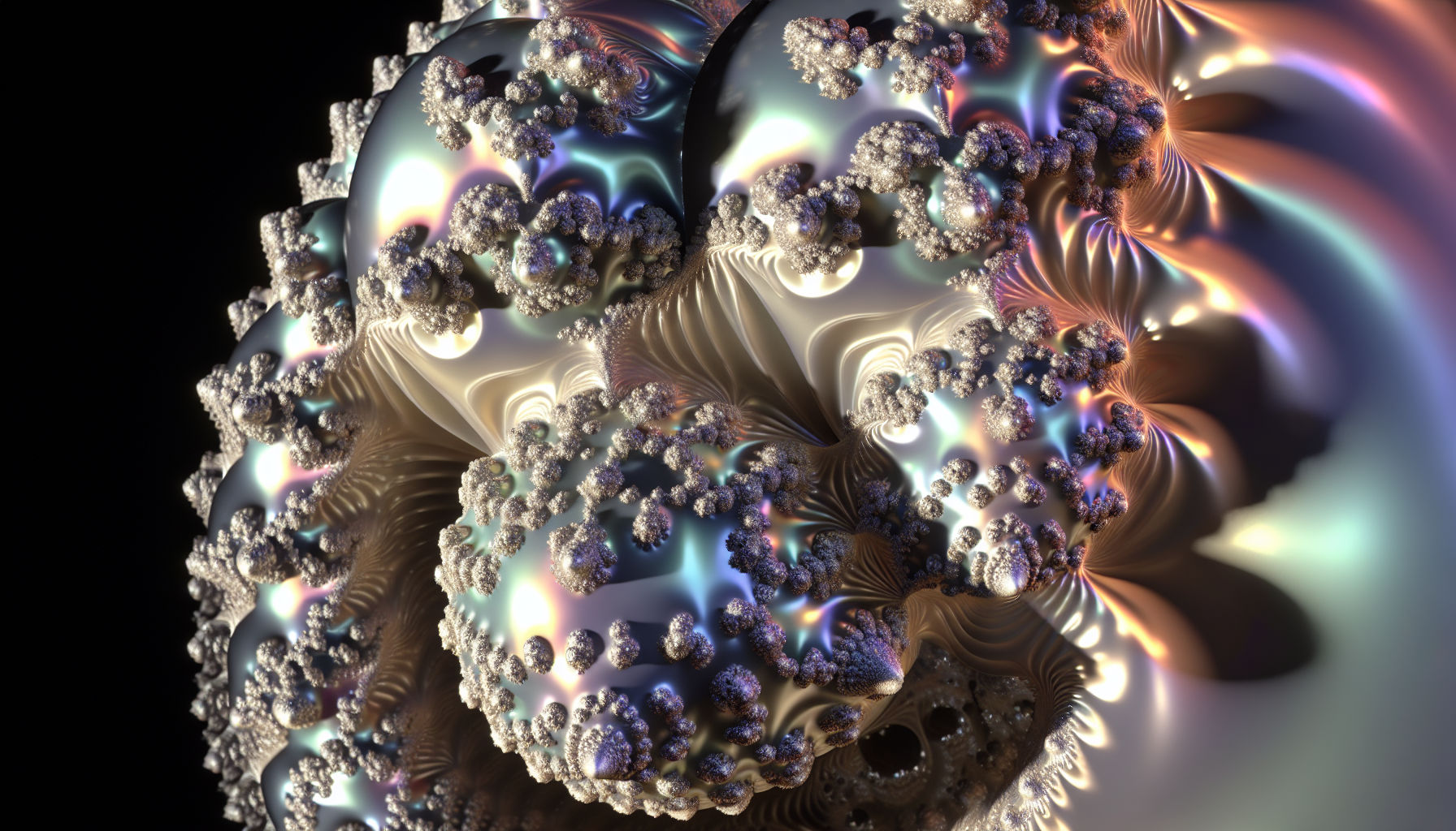  cinematic film still Nova fractals: Create 3D Sculptures using these Fractals mandelbulb mandelbrot 8K 3D iridescent liminal Aleksandr Kusk...