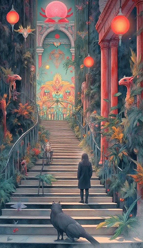 Siempre guiados por Rosa, descendieron una escalera de una docena de peldaños, atravesaron un pequeño patio de murallas almenadas y, habiend...