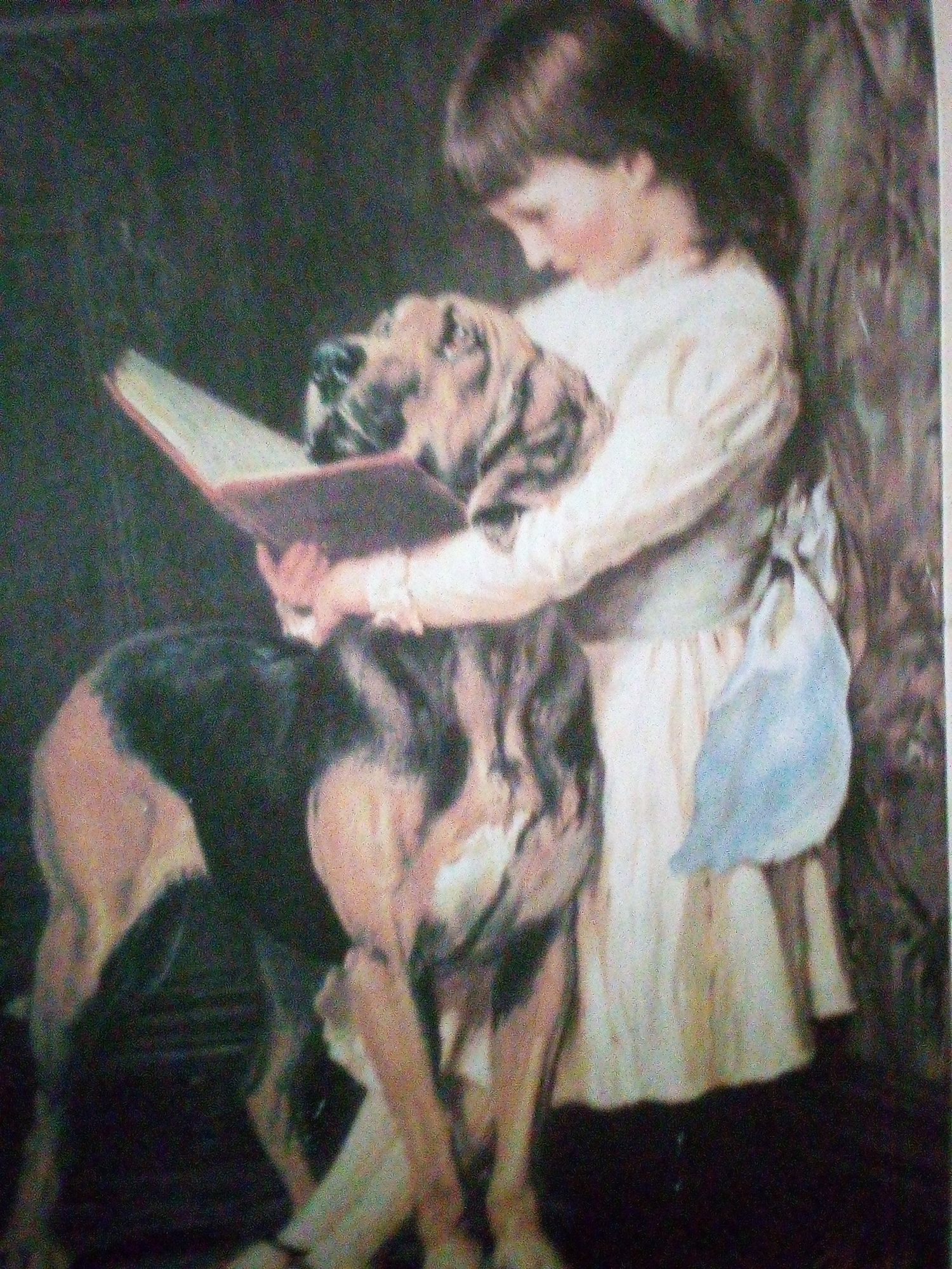 A young beautiful gorgeous female and a white wolf