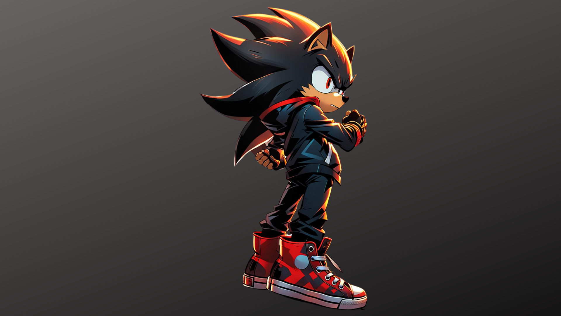 Shadow The Hedgehog. Background: Shooting stars night time, HD, Detailed, High Quality. 