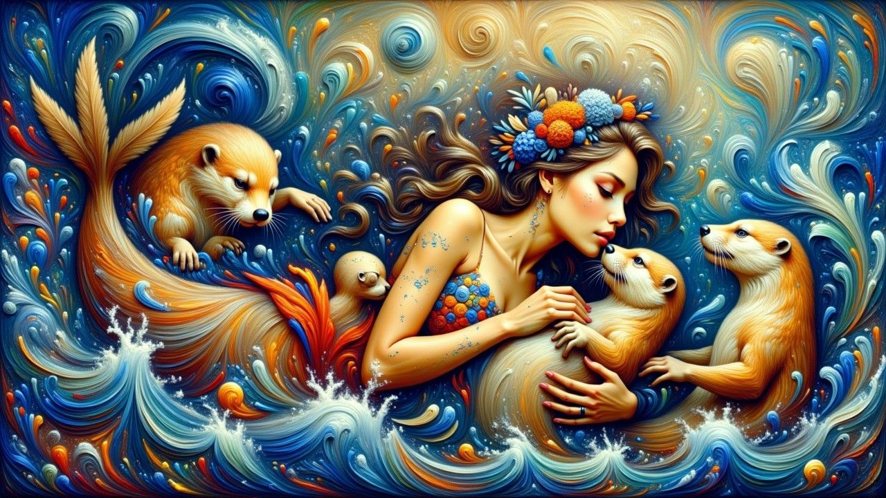 My Otters and Me, a loving kiss