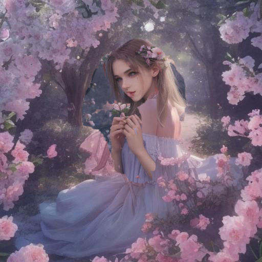 <lora:NC Hyperreal:1.0><lora:Endless Melody:1.0>pretty girl in misty background surrounded by almond blossom, dress intricate and decorated...