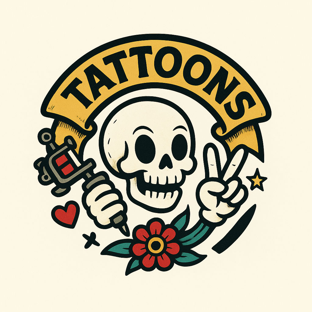 Create a bold, high-impact visual for Tattoons, a mischievous, rebellious, high-energy tattoo brand with a modern, clean aesthetic. The desi...