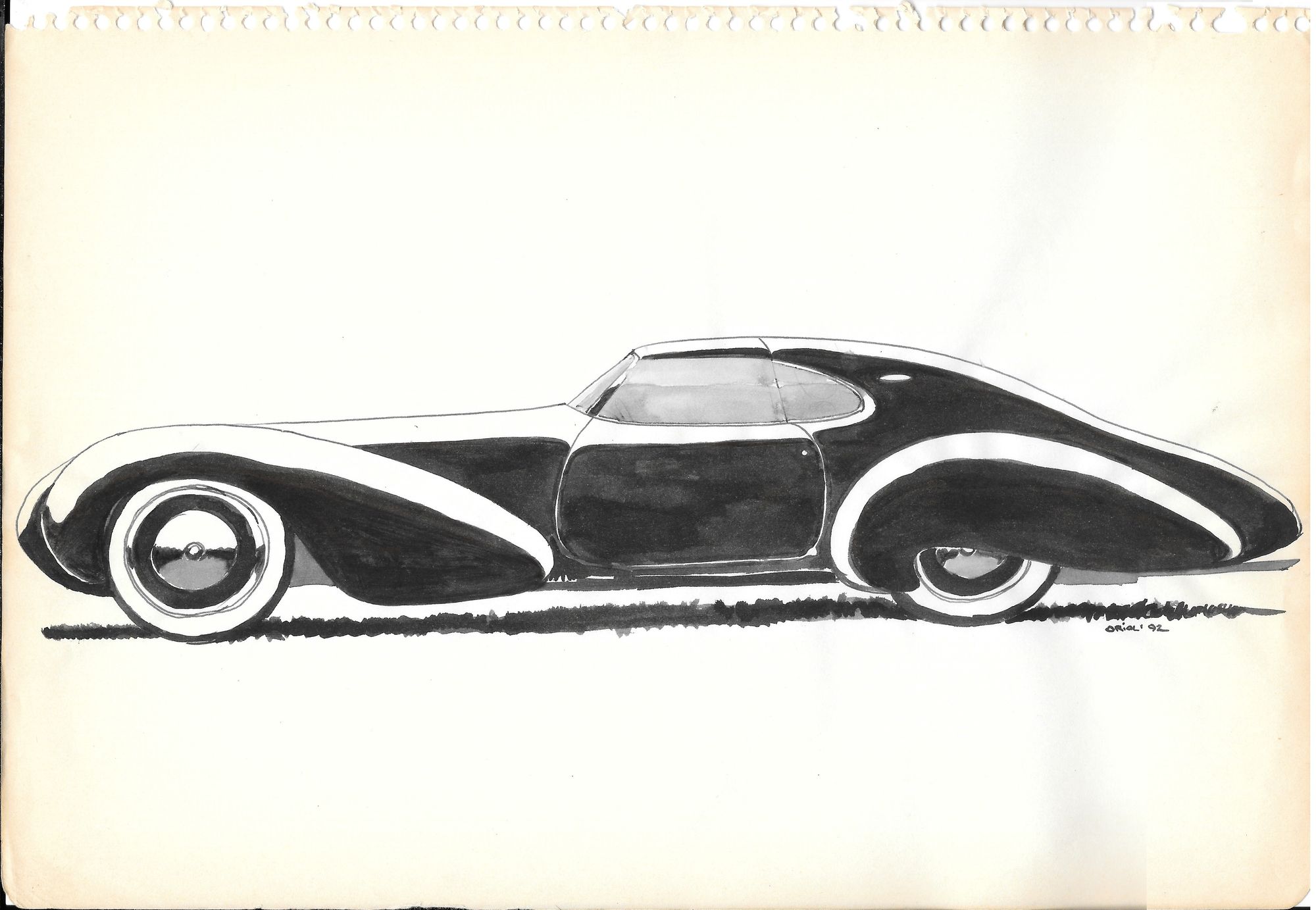 A 1949 car in the city at night, my draw